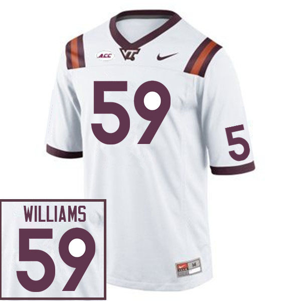 Men #59 Jordan Williams Virginia Tech Hokies College Football Jerseys Sale-White